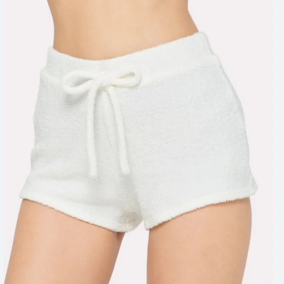 YITTY White Cream fuzzy Plush Pajama Shorts - Picture 1 of 8